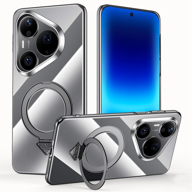 SULADA Electroplated Transparent MagSafe Holder Phone Case, For Huawei Pura 90 Pro Max 5G, For Huawei Pura 90 Pro 5G, For Huawei Mate 70 Pro, For Huawei Mate 70, For Huawei Mate 60, For Huawei Mate 60 Pro