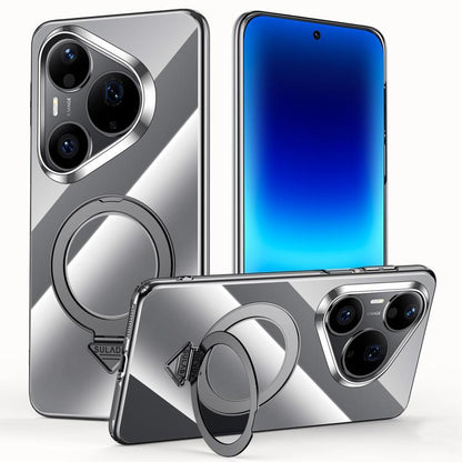 SULADA Electroplated Transparent MagSafe Holder Phone Case, For Huawei Pura 90 Pro Max 5G, For Huawei Pura 90 Pro 5G, For Huawei Mate 70 Pro, For Huawei Mate 70, For Huawei Mate 60, For Huawei Mate 60 Pro