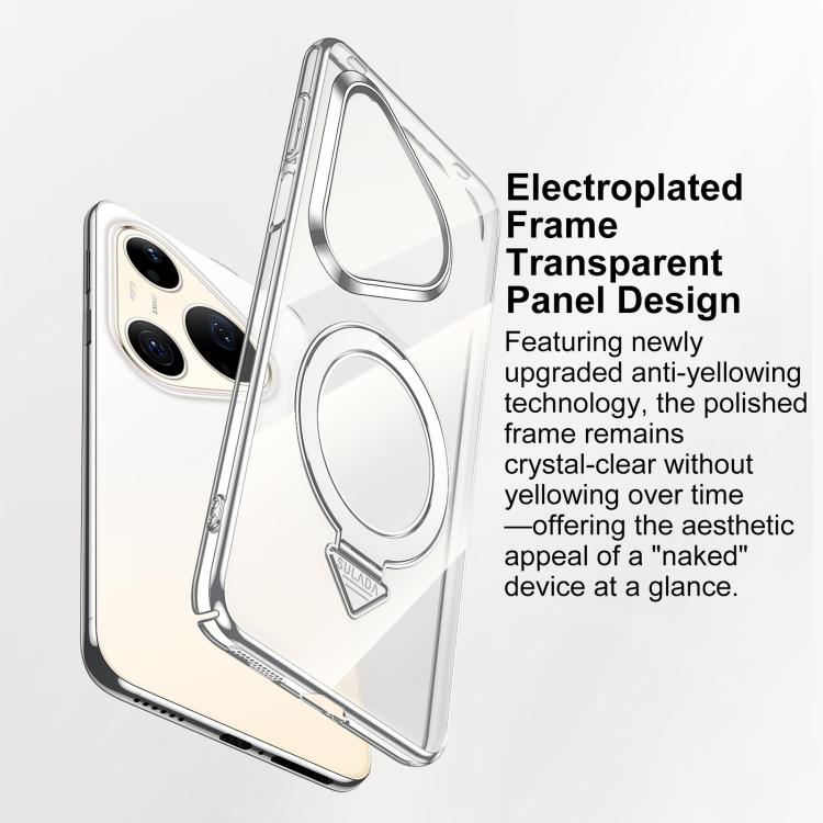 SULADA Electroplated Transparent MagSafe Holder Phone Case, For Huawei Pura 90 Pro Max 5G, For Huawei Pura 90 Pro 5G, For Huawei Mate 70 Pro, For Huawei Mate 70, For Huawei Mate 60, For Huawei Mate 60 Pro