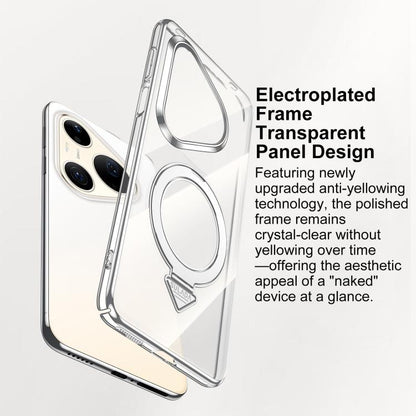 SULADA Electroplated Transparent MagSafe Holder Phone Case, For Huawei Pura 90 Pro Max 5G, For Huawei Pura 90 Pro 5G, For Huawei Mate 70 Pro, For Huawei Mate 70, For Huawei Mate 60, For Huawei Mate 60 Pro
