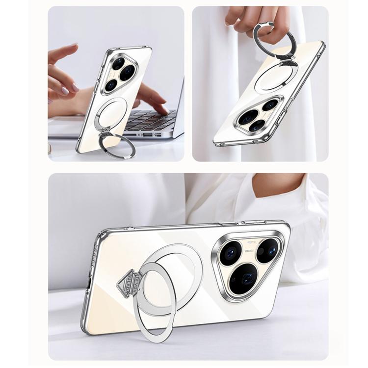 SULADA Electroplated Transparent MagSafe Holder Phone Case, For Huawei Pura 90 Pro Max 5G, For Huawei Pura 90 Pro 5G, For Huawei Mate 70 Pro, For Huawei Mate 70, For Huawei Mate 60, For Huawei Mate 60 Pro