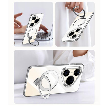 SULADA Electroplated Transparent MagSafe Holder Phone Case, For Huawei Pura 90 Pro Max 5G, For Huawei Pura 90 Pro 5G, For Huawei Mate 70 Pro, For Huawei Mate 70, For Huawei Mate 60, For Huawei Mate 60 Pro