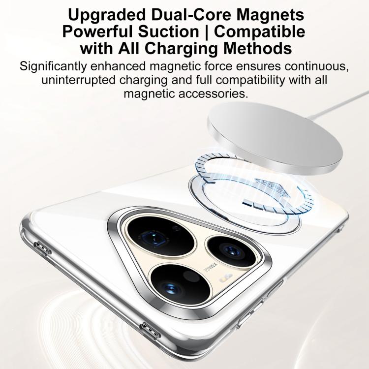 SULADA Electroplated Transparent MagSafe Holder Phone Case, For Huawei Pura 90 Pro Max 5G, For Huawei Pura 90 Pro 5G, For Huawei Mate 70 Pro, For Huawei Mate 70, For Huawei Mate 60, For Huawei Mate 60 Pro