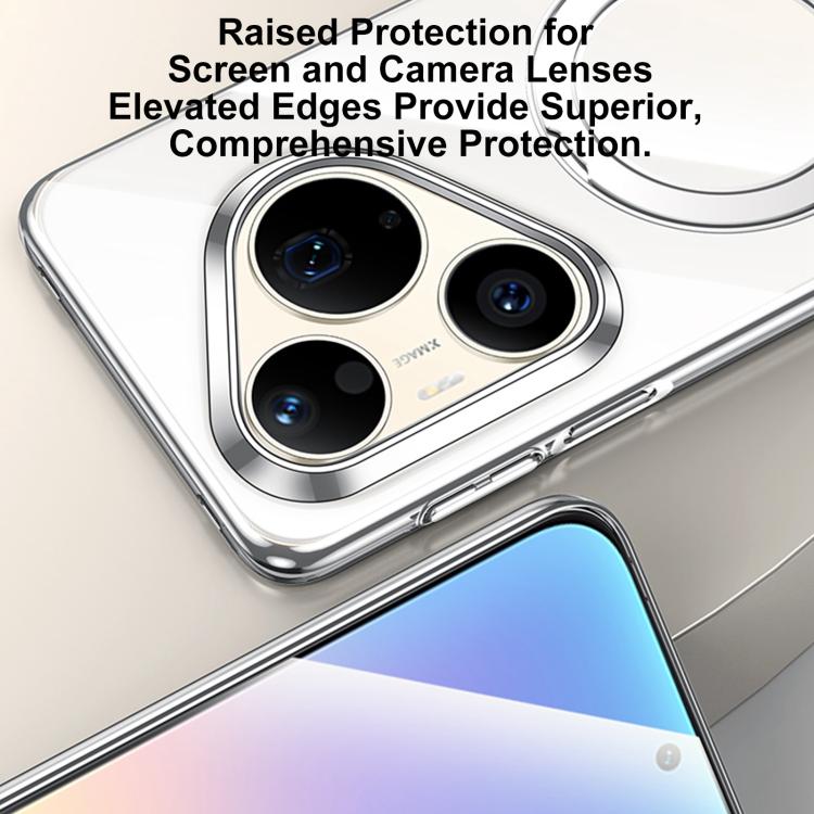 SULADA Electroplated Transparent MagSafe Holder Phone Case, For Huawei Pura 90 Pro Max 5G, For Huawei Pura 90 Pro 5G, For Huawei Mate 70 Pro, For Huawei Mate 70, For Huawei Mate 60, For Huawei Mate 60 Pro