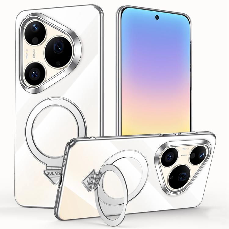 SULADA Electroplated Transparent MagSafe Holder Phone Case, For Huawei Pura 90 Pro Max 5G, For Huawei Pura 90 Pro 5G, For Huawei Mate 70 Pro, For Huawei Mate 70, For Huawei Mate 60, For Huawei Mate 60 Pro