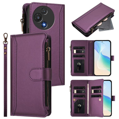 Magnetic Closure 9 Card Slots Zipper Leather Case with Hand Strap, For TCL K70 Power 4G / K70 4G, For TCL Nxtpaper 70 Pro 5G, For TCL K32 5G / K33 5G, For TCL 30Z / 30 LE, For TCL 40 XL / 40 T, For TCL 50 LE 5G / K23 / K24, For TCL 50 Pro NxtPaper / P1...