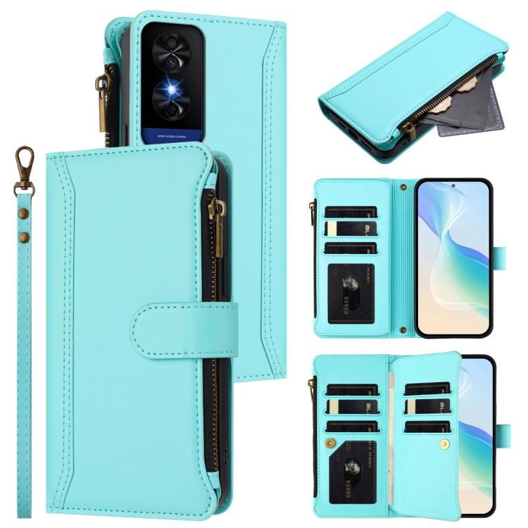 Magnetic Closure 9 Card Slots Zipper Leather Case with Hand Strap, For TCL K70 Power 4G / K70 4G, For TCL Nxtpaper 70 Pro 5G, For TCL K32 5G / K33 5G, For TCL 30Z / 30 LE, For TCL 40 XL / 40 T, For TCL 50 LE 5G / K23 / K24, For TCL 50 Pro NxtPaper / P1...