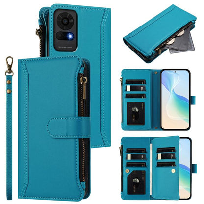 Magnetic Closure 9 Card Slots Zipper Leather Case with Hand Strap, For TCL K70 Power 4G / K70 4G, For TCL Nxtpaper 70 Pro 5G, For TCL K32 5G / K33 5G, For TCL 30Z / 30 LE, For TCL 40 XL / 40 T, For TCL 50 LE 5G / K23 / K24, For TCL 50 Pro NxtPaper / P1...