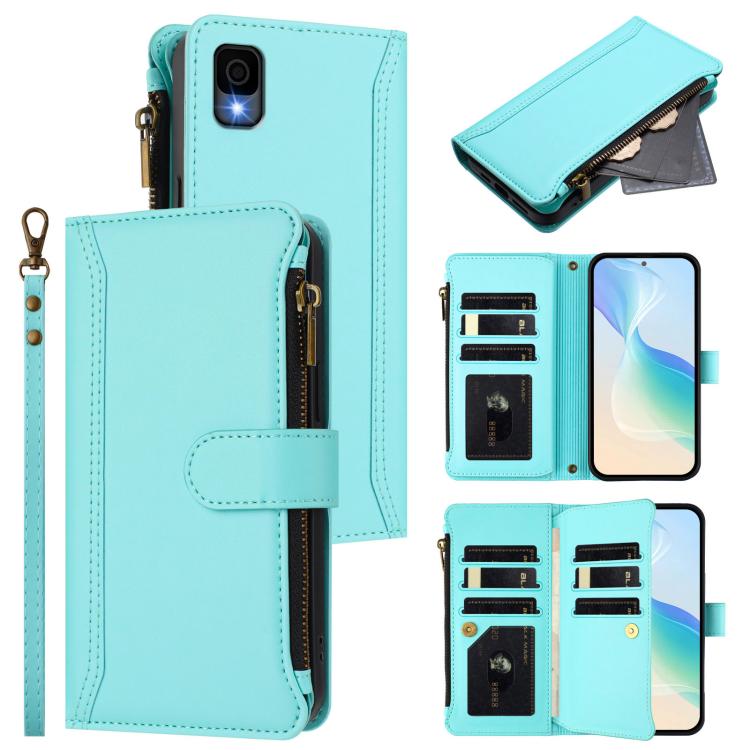 Magnetic Closure 9 Card Slots Zipper Leather Case with Hand Strap, For TCL K70 Power 4G / K70 4G, For TCL Nxtpaper 70 Pro 5G, For TCL K32 5G / K33 5G, For TCL 30Z / 30 LE, For TCL 40 XL / 40 T, For TCL 50 LE 5G / K23 / K24, For TCL 50 Pro NxtPaper / P1...