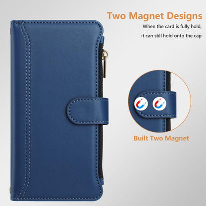 Magnetic Closure 9 Card Slots Zipper Leather Case with Hand Strap, For TCL K70 Power 4G / K70 4G, For TCL Nxtpaper 70 Pro 5G, For TCL K32 5G / K33 5G, For TCL 30Z / 30 LE, For TCL 40 XL / 40 T, For TCL 50 LE 5G / K23 / K24, For TCL 50 Pro NxtPaper / P1...
