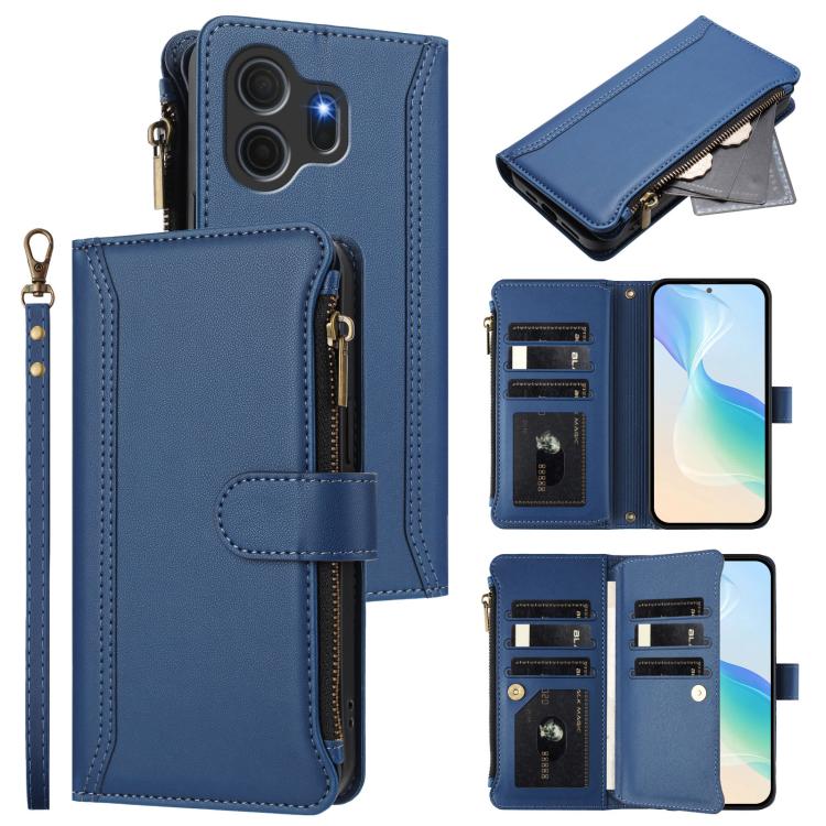 Magnetic Closure 9 Card Slots Zipper Leather Case with Hand Strap, For TCL K70 Power 4G / K70 4G, For TCL Nxtpaper 70 Pro 5G, For TCL K32 5G / K33 5G, For TCL 30Z / 30 LE, For TCL 40 XL / 40 T, For TCL 50 LE 5G / K23 / K24, For TCL 50 Pro NxtPaper / P1...