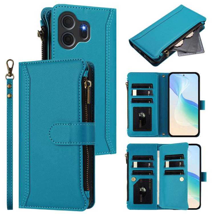 Magnetic Closure 9 Card Slots Zipper Leather Case with Hand Strap, For TCL K70 Power 4G / K70 4G, For TCL Nxtpaper 70 Pro 5G, For TCL K32 5G / K33 5G, For TCL 30Z / 30 LE, For TCL 40 XL / 40 T, For TCL 50 LE 5G / K23 / K24, For TCL 50 Pro NxtPaper / P1...