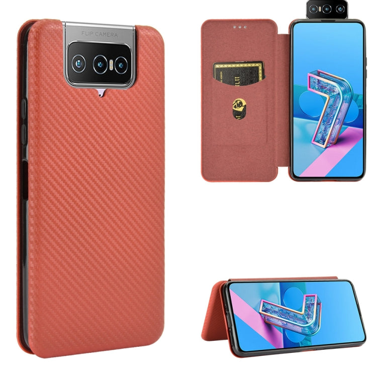 Magnetic flip phone case with coral carbon fiber texture, card slot, and lanyard strap.