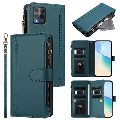 Magnetic Closure 9 Card Slots Zipper Leather Case with Hand Strap, For T-Mobile REVVL 8 5G, For T-Mobile REVVL 7 Pro 5G, For T-Mobile REVVL 7 5G, For T-Mobile REVVL 6 Pro 5G, For T-Mobile REVVL 6 / 6x