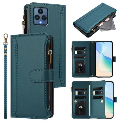 Magnetic Closure 9 Card Slots Zipper Leather Case with Hand Strap, For T-Mobile REVVL 8 5G, For T-Mobile REVVL 7 Pro 5G, For T-Mobile REVVL 7 5G, For T-Mobile REVVL 6 Pro 5G, For T-Mobile REVVL 6 / 6x