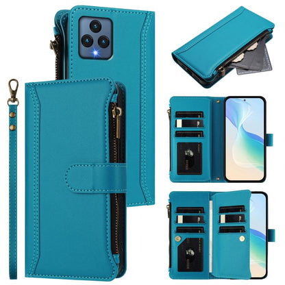 Magnetic Closure 9 Card Slots Zipper Leather Case with Hand Strap, For T-Mobile REVVL 8 5G, For T-Mobile REVVL 7 Pro 5G, For T-Mobile REVVL 7 5G, For T-Mobile REVVL 6 Pro 5G, For T-Mobile REVVL 6 / 6x