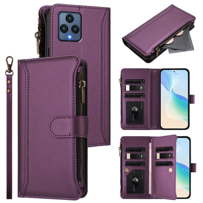 Magnetic Closure 9 Card Slots Zipper Leather Case with Hand Strap, For T-Mobile REVVL 8 5G, For T-Mobile REVVL 7 Pro 5G, For T-Mobile REVVL 7 5G, For T-Mobile REVVL 6 Pro 5G, For T-Mobile REVVL 6 / 6x