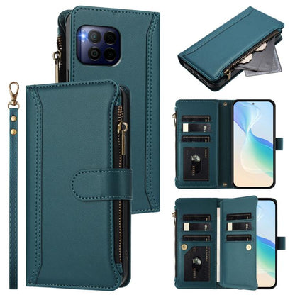 Magnetic Closure 9 Card Slots Zipper Leather Case with Hand Strap, For T-Mobile REVVL 8 5G, For T-Mobile REVVL 7 Pro 5G, For T-Mobile REVVL 7 5G, For T-Mobile REVVL 6 Pro 5G, For T-Mobile REVVL 6 / 6x