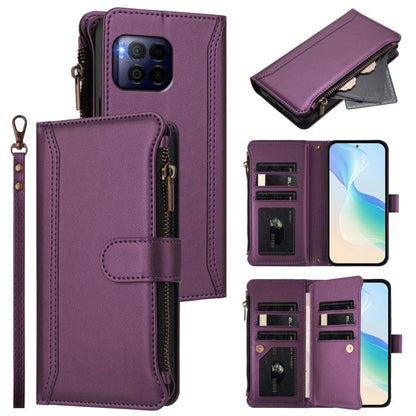Magnetic Closure 9 Card Slots Zipper Leather Case with Hand Strap, For T-Mobile REVVL 8 5G, For T-Mobile REVVL 7 Pro 5G, For T-Mobile REVVL 7 5G, For T-Mobile REVVL 6 Pro 5G, For T-Mobile REVVL 6 / 6x