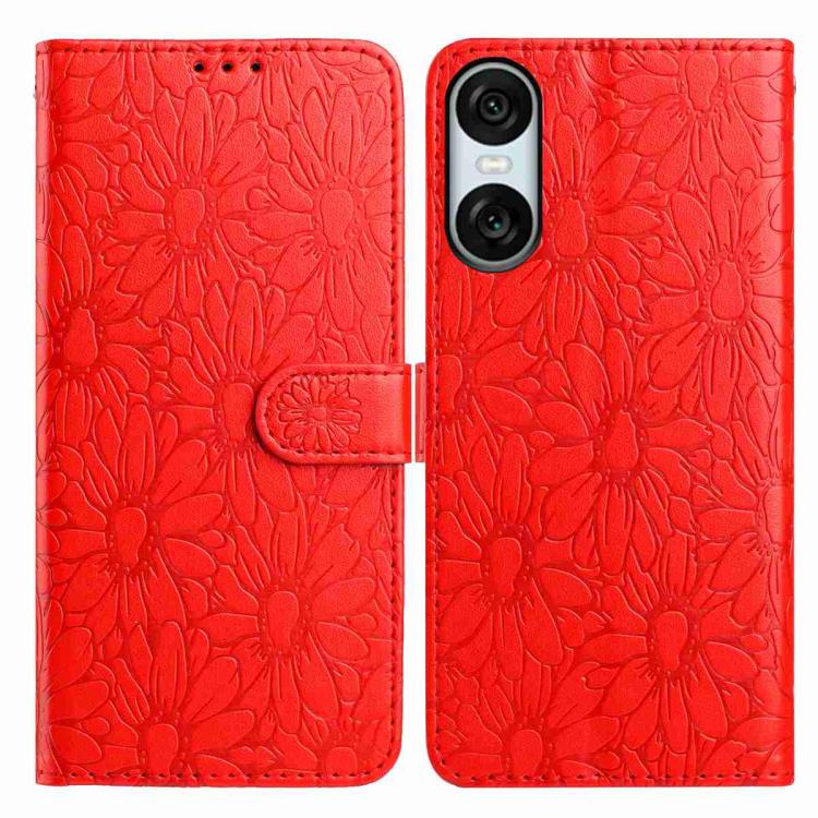 Daisy Embossed Leather Phone Case, For Sony Xperia 10 VII, For Sony Xperia 10 VI