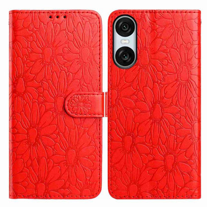 Daisy Embossed Leather Phone Case, For Sony Xperia 10 VII, For Sony Xperia 10 VI