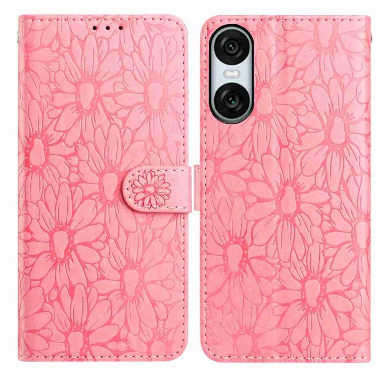 Daisy Embossed Leather Phone Case, For Sony Xperia 10 VII, For Sony Xperia 10 VI