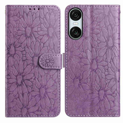 Daisy Embossed Leather Phone Case, For Sony Xperia 10 VII, For Sony Xperia 10 VI