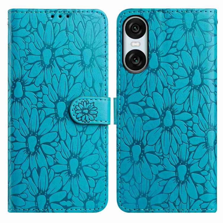 Daisy Embossed Leather Phone Case, For Sony Xperia 10 VII, For Sony Xperia 10 VI