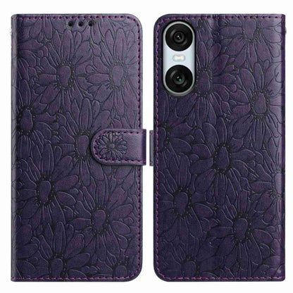 Daisy Embossed Leather Phone Case, For Sony Xperia 10 VII, For Sony Xperia 10 VI