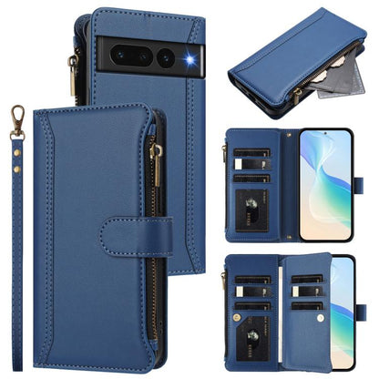 Magnetic Closure 9 Card Slots Zipper Leather Case with Hand Strap, For Google Pixel 11 Pro XL, For Google Pixel 11 Pro / 11, For Google Pixel 10 Pro XL 5G, For Google Pixel 10 5G Global, For Google Pixel 9a, For Google Pixel 8a, For Google Pixel 8 Pro ...