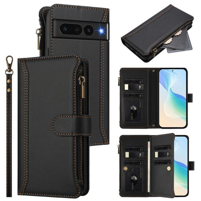 Magnetic Closure 9 Card Slots Zipper Leather Case with Hand Strap, For Google Pixel 11 Pro XL, For Google Pixel 11 Pro / 11, For Google Pixel 10 Pro XL 5G, For Google Pixel 10 5G Global, For Google Pixel 9a, For Google Pixel 8a, For Google Pixel 8 Pro ...