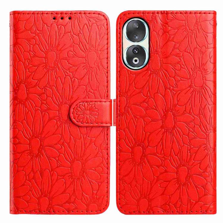 Daisy Embossed Leather Phone Case, For Honor 90