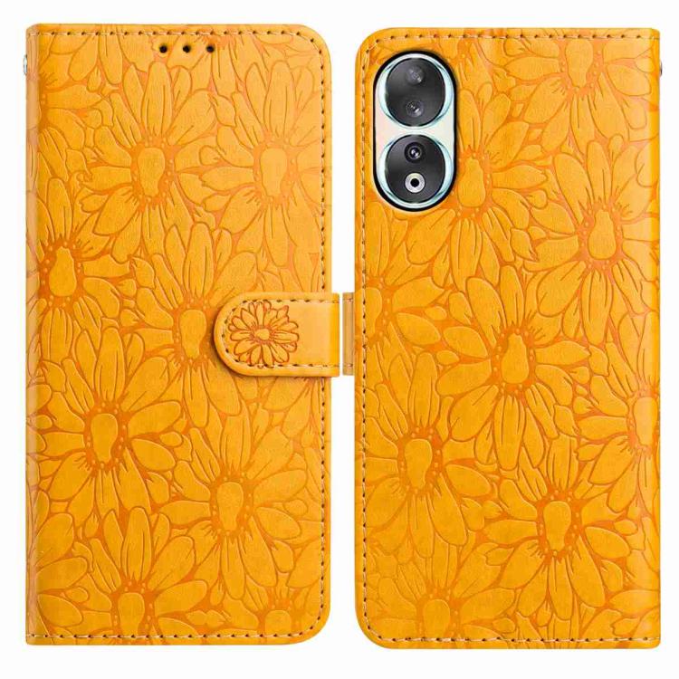 Daisy Embossed Leather Phone Case, For Honor 90