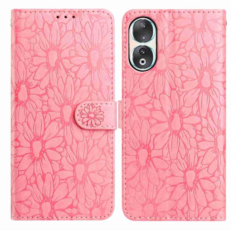 Daisy Embossed Leather Phone Case, For Honor 90