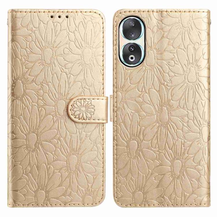Daisy Embossed Leather Phone Case, For Honor 90