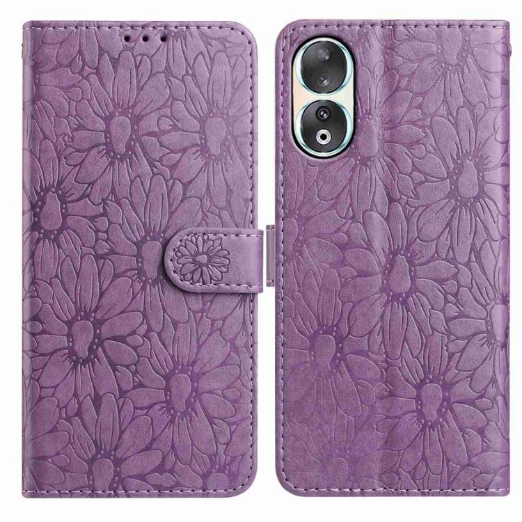 Daisy Embossed Leather Phone Case, For Honor 90