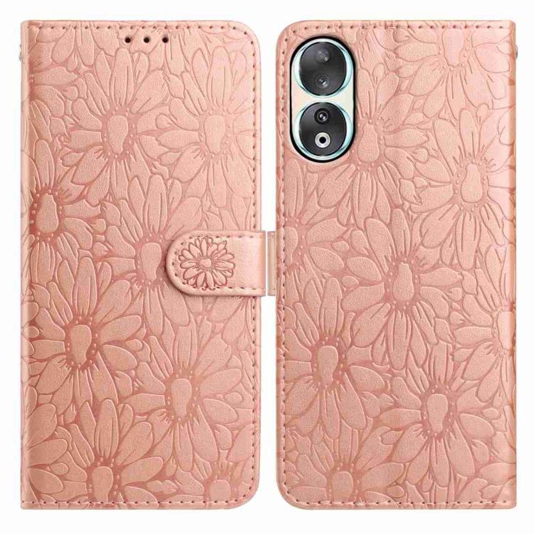 Daisy Embossed Leather Phone Case, For Honor 90