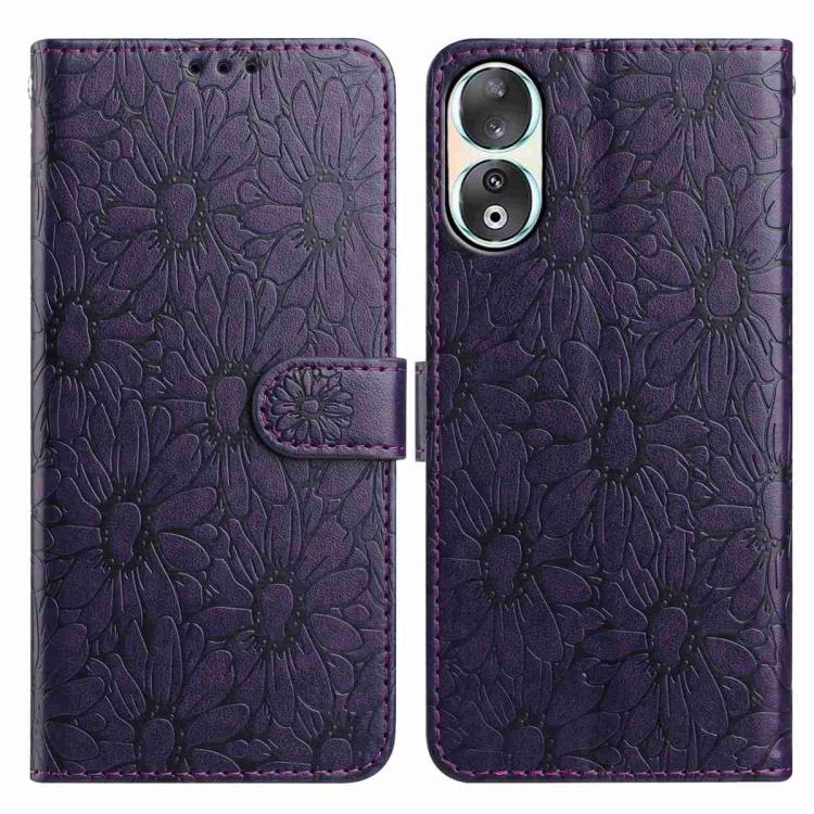 Daisy Embossed Leather Phone Case, For Honor 90