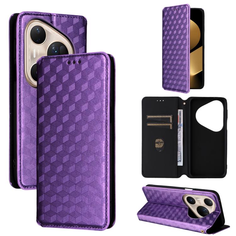 Cubic Grid Texture Flip Leather Phone Case, For Huawei nova 16 SE 4G, For Huawei nova Y74 4G / Enjoy 90 Plus 5G, For Huawei nova 15 Max / Enjoy 90 Pro Max, For Huawei Pura 90 Pro Max 5G, For Huawei Pura 90 Pro 5G, For Huawei Pura 90 5G                 ...