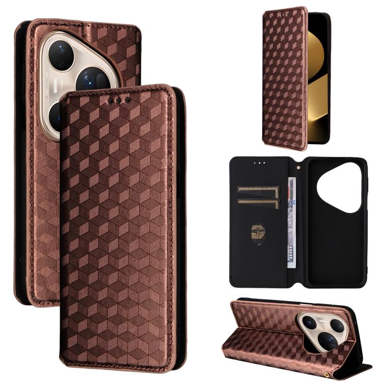 Cubic Grid Texture Flip Leather Phone Case, For Huawei nova 16 SE 4G, For Huawei nova Y74 4G / Enjoy 90 Plus 5G, For Huawei nova 15 Max / Enjoy 90 Pro Max, For Huawei Pura 90 Pro Max 5G, For Huawei Pura 90 Pro 5G, For Huawei Pura 90 5G                 ...
