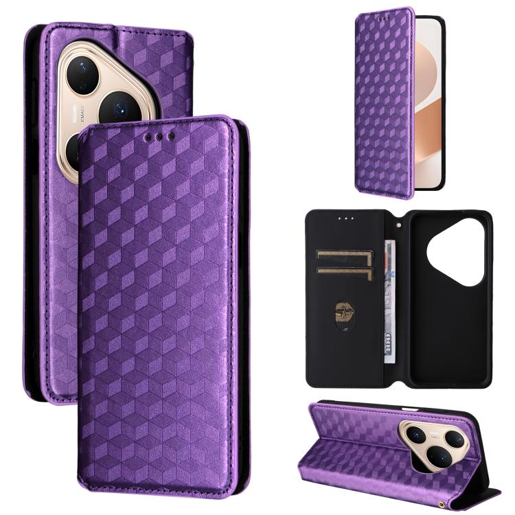 Cubic Grid Texture Flip Leather Phone Case, For Huawei nova 16 SE 4G, For Huawei nova Y74 4G / Enjoy 90 Plus 5G, For Huawei nova 15 Max / Enjoy 90 Pro Max, For Huawei Pura 90 Pro Max 5G, For Huawei Pura 90 Pro 5G, For Huawei Pura 90 5G                 ...