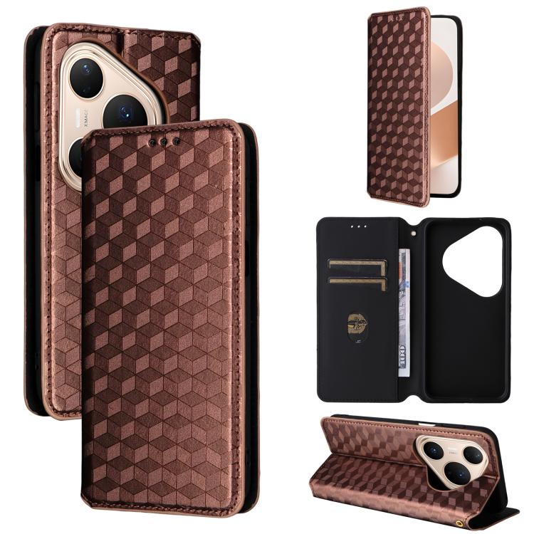 Cubic Grid Texture Flip Leather Phone Case, For Huawei nova 16 SE 4G, For Huawei nova Y74 4G / Enjoy 90 Plus 5G, For Huawei nova 15 Max / Enjoy 90 Pro Max, For Huawei Pura 90 Pro Max 5G, For Huawei Pura 90 Pro 5G, For Huawei Pura 90 5G                 ...