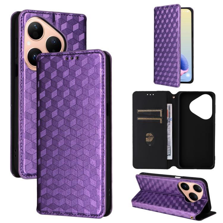 Cubic Grid Texture Flip Leather Phone Case, For Huawei nova 16 SE 4G, For Huawei nova Y74 4G / Enjoy 90 Plus 5G, For Huawei nova 15 Max / Enjoy 90 Pro Max, For Huawei Pura 90 Pro Max 5G, For Huawei Pura 90 Pro 5G, For Huawei Pura 90 5G                 ...