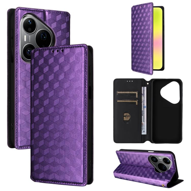 Cubic Grid Texture Flip Leather Phone Case, For Huawei nova 16 SE 4G, For Huawei nova Y74 4G / Enjoy 90 Plus 5G, For Huawei nova 15 Max / Enjoy 90 Pro Max, For Huawei Pura 90 Pro Max 5G, For Huawei Pura 90 Pro 5G, For Huawei Pura 90 5G                 ...