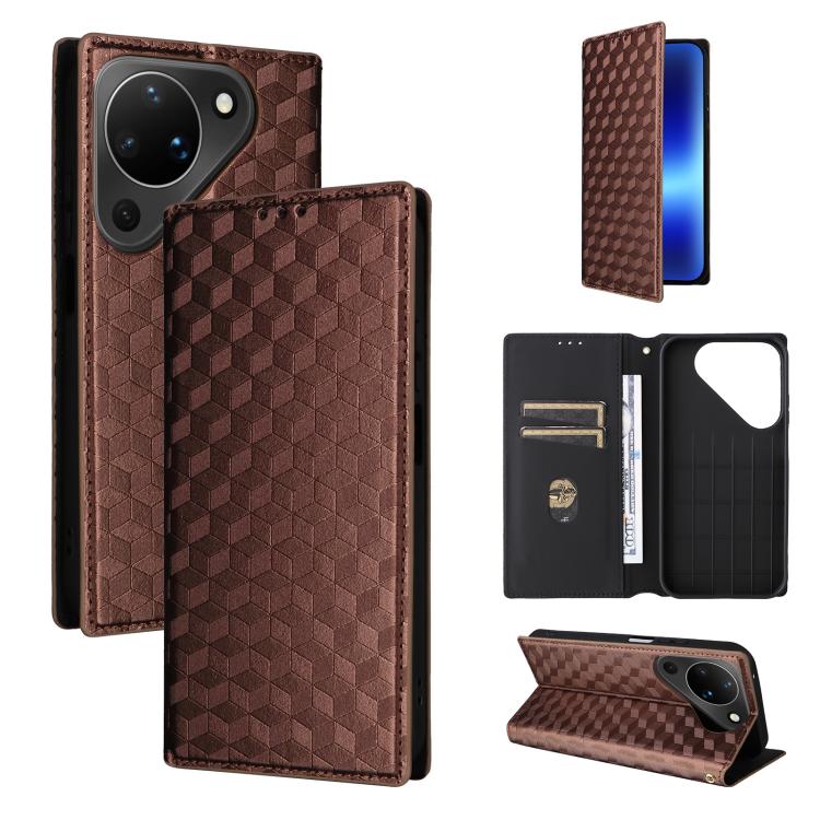 Cubic Grid Texture Flip Leather Phone Case, For Huawei nova 16 SE 4G, For Huawei nova Y74 4G / Enjoy 90 Plus 5G, For Huawei nova 15 Max / Enjoy 90 Pro Max, For Huawei Pura 90 Pro Max 5G, For Huawei Pura 90 Pro 5G, For Huawei Pura 90 5G                 ...