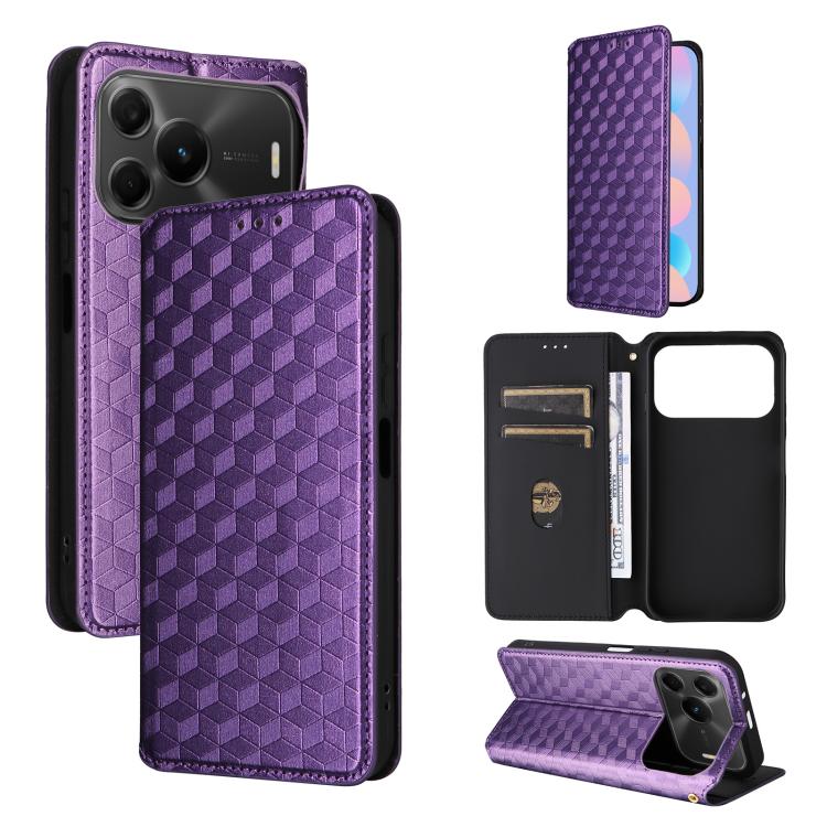 Cubic Grid Texture Flip Leather Phone Case, For Huawei nova 16 SE 4G, For Huawei nova Y74 4G / Enjoy 90 Plus 5G, For Huawei nova 15 Max / Enjoy 90 Pro Max, For Huawei Pura 90 Pro Max 5G, For Huawei Pura 90 Pro 5G, For Huawei Pura 90 5G                 ...