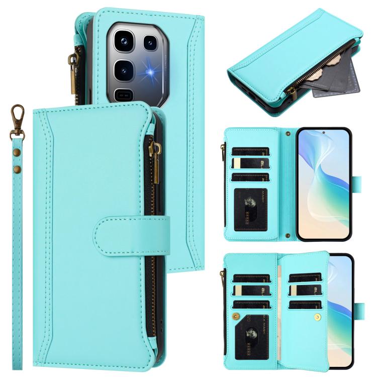 Magnetic Closure 9 Card Slots Zipper Leather Case with Hand Strap, For Infinix GT 50 Pro 5G, For Infinix Note Edge 5G Global, For Infinix Smart 20 4G / X6840, For Infinix Note 60 5G / Note 60 Pro 5G, For Infinix Hot 60i 5G / Tecno Spark Go 5G          ...