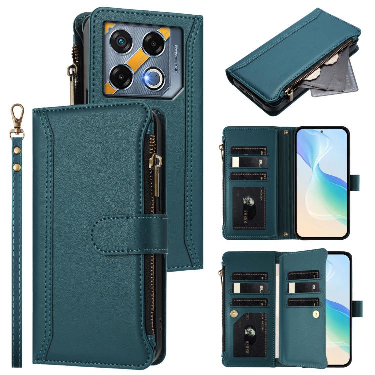 Magnetic Closure 9 Card Slots Zipper Leather Case with Hand Strap, For Infinix Zero 40 5G, For Infinix Zero 40 4G, For Infinix Note 40X 5G, For Infinix Note 40 5G, For Infinix GT 20 Pro 5G, For Infinix Note 40 Pro 4G / 5G, For Infinix Note 40 4G       ...