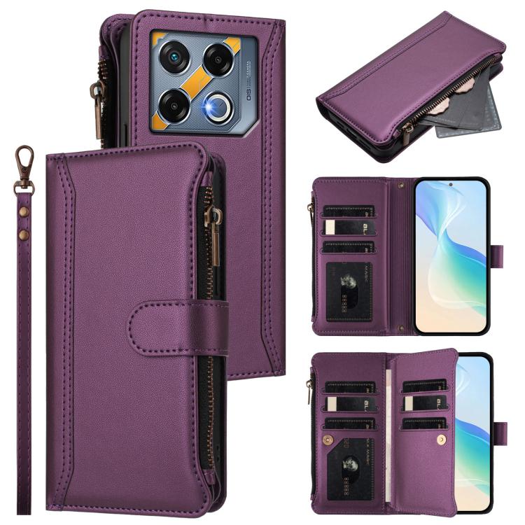 Magnetic Closure 9 Card Slots Zipper Leather Case with Hand Strap, For Infinix Zero 40 5G, For Infinix Zero 40 4G, For Infinix Note 40X 5G, For Infinix Note 40 5G, For Infinix GT 20 Pro 5G, For Infinix Note 40 Pro 4G / 5G, For Infinix Note 40 4G       ...