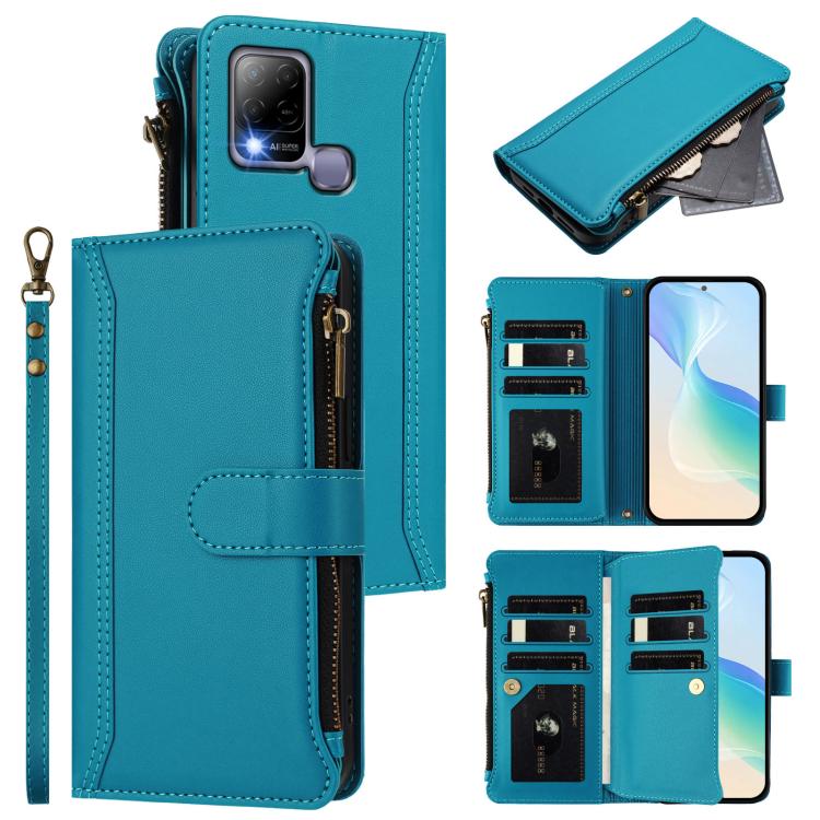 Magnetic Closure 9 Card Slots Zipper Leather Case with Hand Strap, For Infinix Note 30 VIP, For Infinix Hot 30i, For Infinix Hot 30 4G, For Infinix Hot 20 5G, For Infinix Hot 12i / 20i, For Infinix Zero 5G 2023, For Infinix Hot 20 Play                 ...